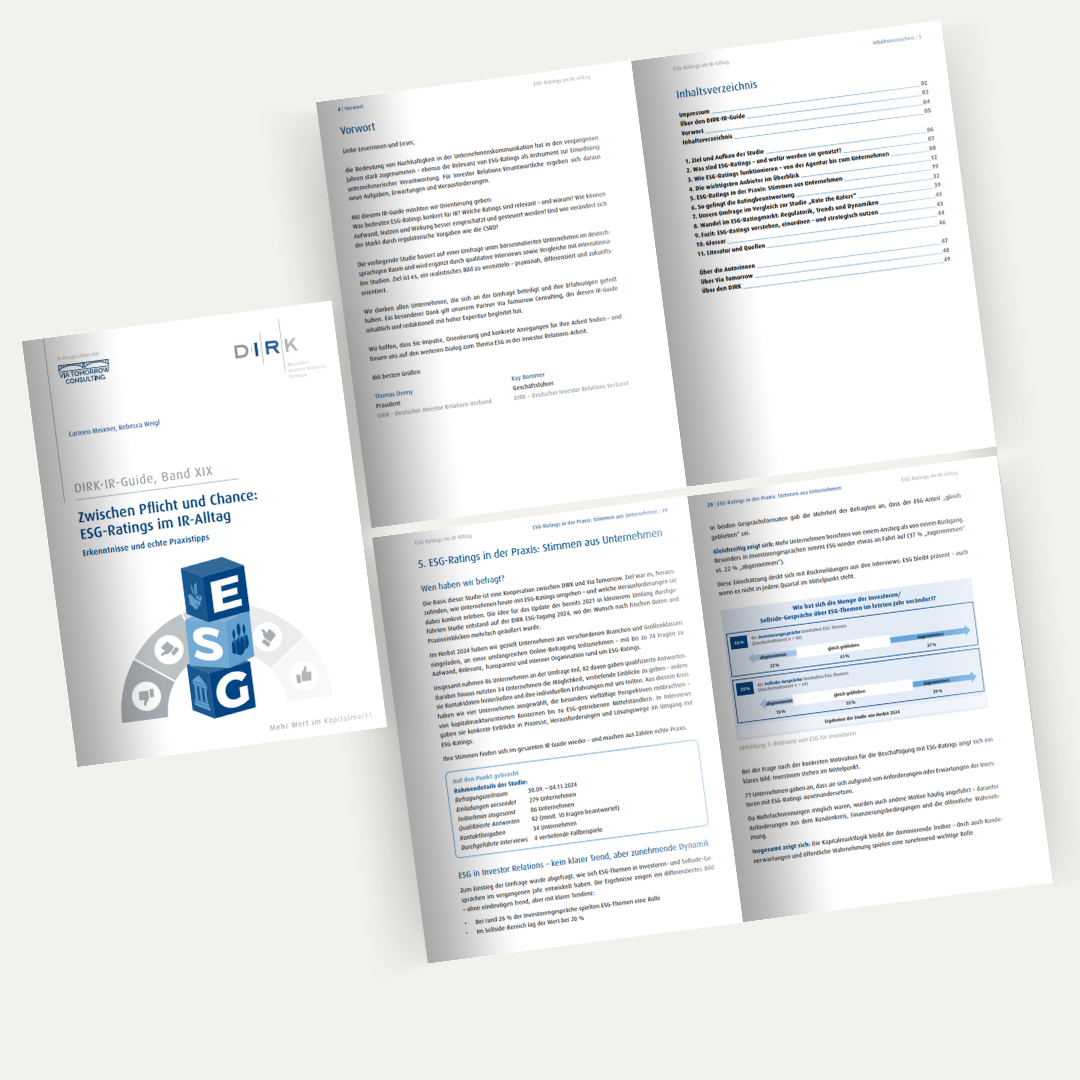DIRK-IR-Guide XIX „Zwischen Pflicht und Chance: ESG-Ratings im IR-Alltag“ (German only)