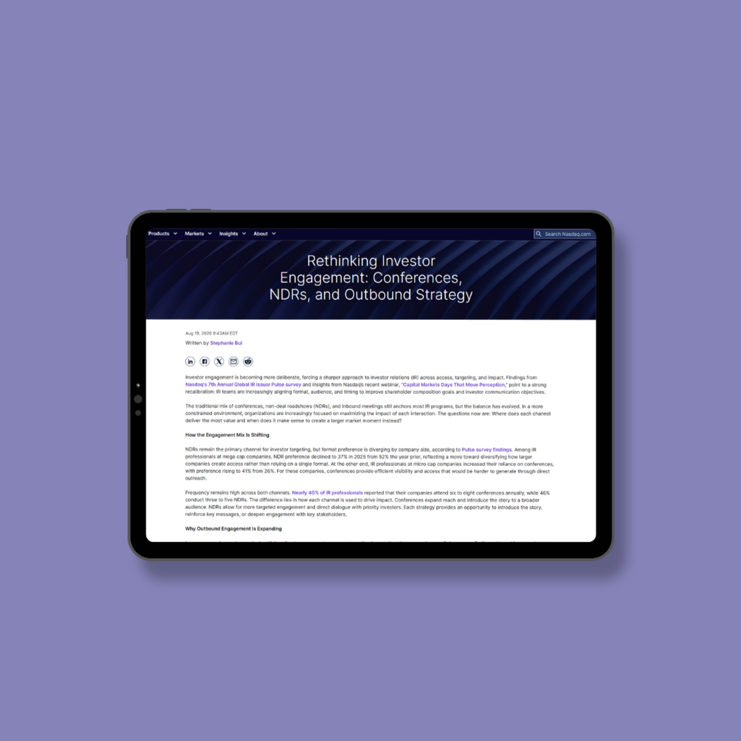 Rethinking Investor Engagement: Conferences, NDRs, and Outbound Strategy
